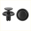 Black plastic car rivet clip fastener with circular head and flared base for 4wd ute offroad Toyota interior trim