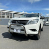 White Mazda BT-50 pickup with 304 stainless steel chrome nudge bar 2012-2020 front view