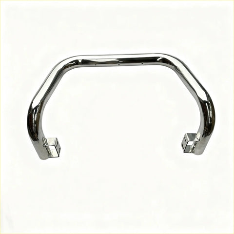 Chrome finished metal nudge bar with sleek curved design and square end caps for mitsubishi triton 2005-2015