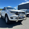 White ford ranger with a 304 stainless steel nudge bar chrome bull bar and sleek led headlights from 2012-2021