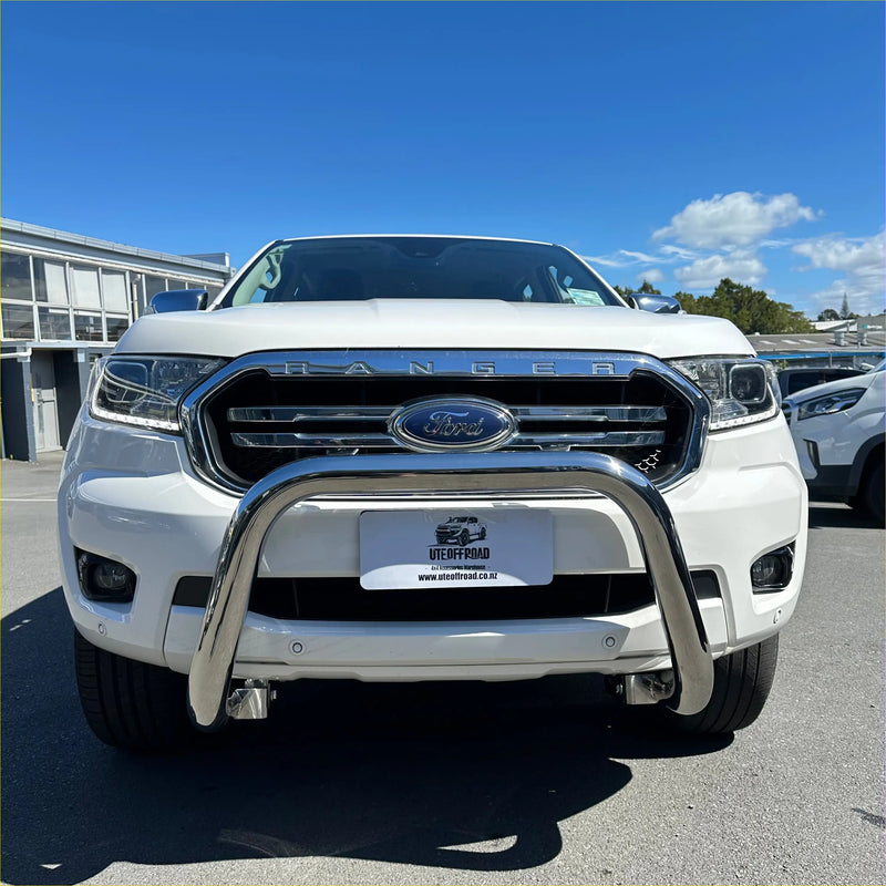 White ford ranger pickup truck with chrome 304 stainless steel nudge bar front bumper guard for px1 2 3 2012-2021 evergreen