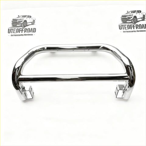 Chrome finished steel front bumper guard with curved design and sturdy brackets for toyota hilux 2018-2020 medium size