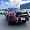 Red toyota hilux pickup truck with 304 stainless steel chrome nudge bar for 2021-2025 models