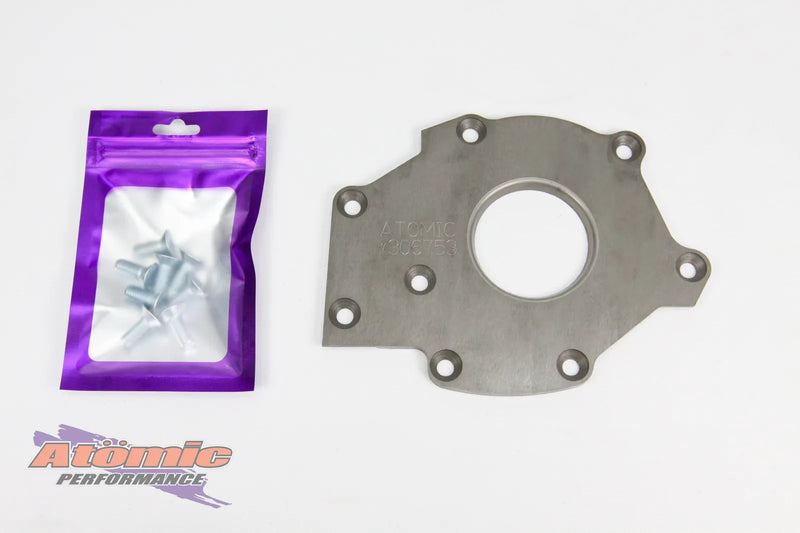 Atomic Performance Barra Billet Oil Pump Backing Plate — fits Ford Falcon Xr8