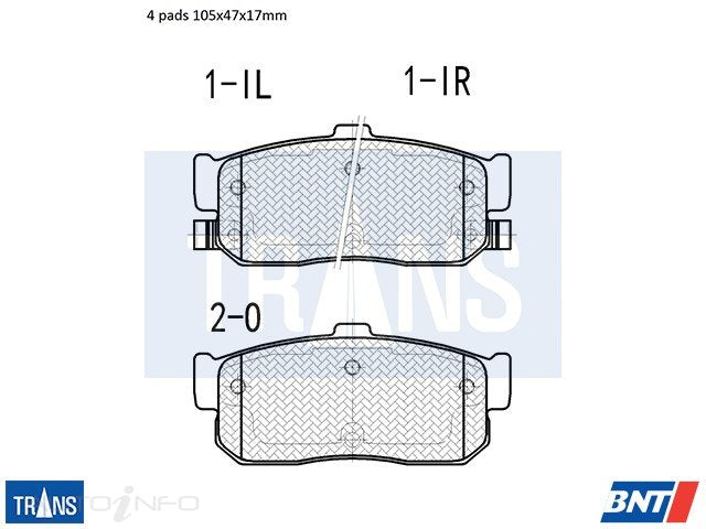 TRANS Brake Pads Transmission Rear Nissan Blu Max A33 - DB1247TR