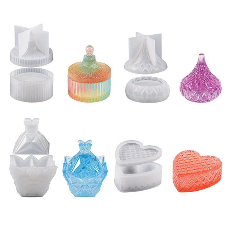 Silicone Epoxy Resin Mold Jewelry Storage Box Pyramid Trinket Heart Organizer — image 1