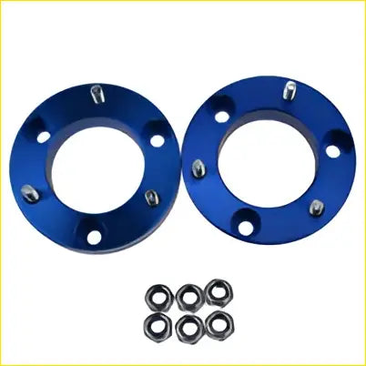 Blue metallic 32mm coil strut shock spacer flange with six bolt holes and hex nuts for mitsubishi triton l200 mn ml
