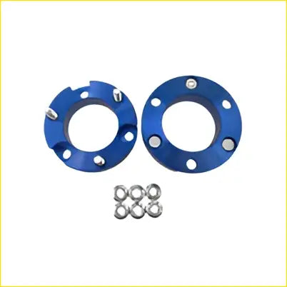 Blue metallic flange hubs with silver bolts for 32mm front coil shock strut spacer 2 inch lift ford ranger t9 2022-on