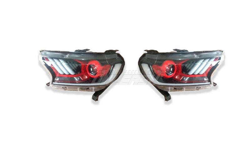 Red LED Head light for Ford Ranger 2015-2022