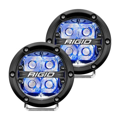 Rigid Industries 360-Series 4In LED Off-Road Fog Light Spot Beam - Blue Backlight - Pair