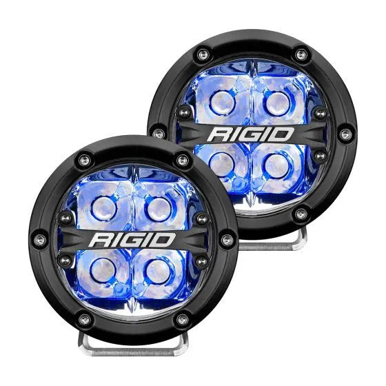 Rigid Industries 360-Series 4In LED Off-Road Fog Light Spot Beam - Blue Backlight - Pair