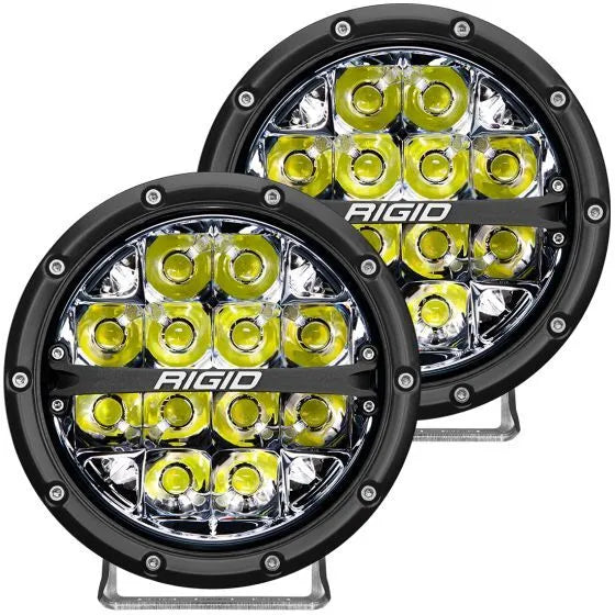 Rigid Industries 360-Series 6In LED Off-Road Fog Light Spot Beam - White Backlight - Pair