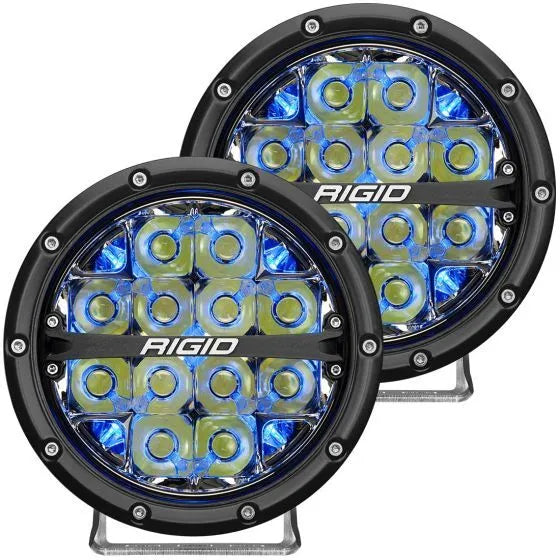 Rigid Industries 360-Series 6In LED Off-Road Fog Light Spot Beam - Blue Backlight - Pair