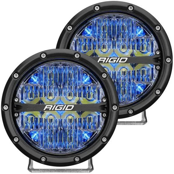 Rigid Industries 360-Series 6In LED Off-Road Fog Light Drive Beam - Blue Backlight - Pair
