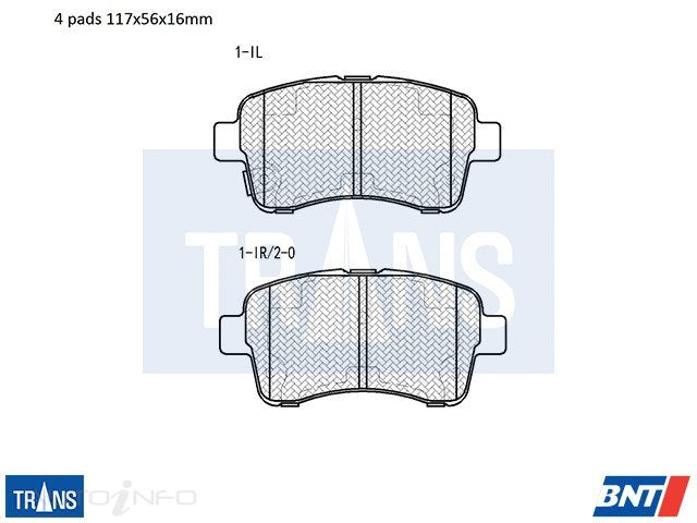 TRANS Brake Pads Transmission Front Suzuki Aer 02-On - DB1743TR