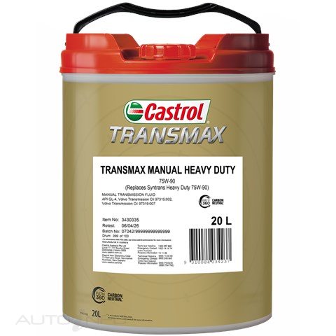 Castrol Transmission Manual Hvy Duty 75W90 20L - 3430335