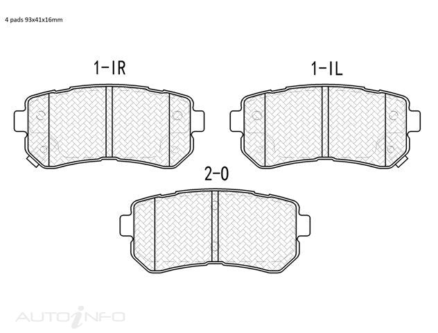 Motorgear Brake Pads Rear Hyundai 93*41*16 - BDP1943