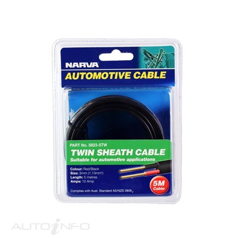 Narva Twin Core 3MM 19A 5M Red\blk - 5823-5TW