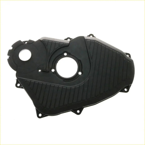 Black plastic 3l timing chain belt cover with ribbed texture and mounting holes for Toyota Hilux Surf 1989-1996