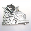 Silver aluminum 3l timing gear case with black gear and digital caliper for toyota hilux surf 1989-1996 back side