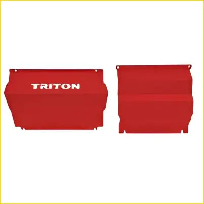 Red triton 3mm bash plate protective cover in red for mitsubishi triton mq 2015-2019 rear window backside view