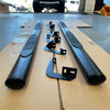 Black matte 4 inch oval tube running board stainless steel side steps with textured grip panels and mounting brackets