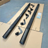 Black stainless steel 4‑inch oval tube running board side step bars with integrated mounting brackets for hilux