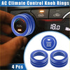 Blue metallic ac climate control knob rings with textured grip and dual start stop engine label for toyota rav4
