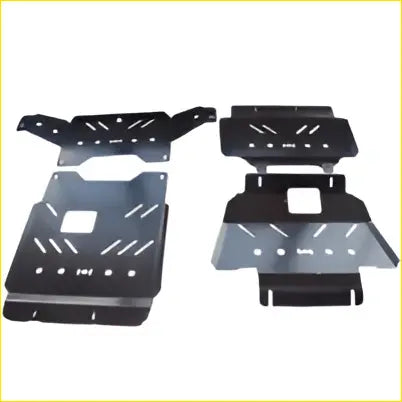 Black metal undercarriage protection kit with reinforced panels and cutouts made of stainless steel for gwm cannon 2020-on