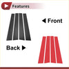 Black and red carbon fiber car door pillar window trim strips for Toyota 4Runner shown from the back side