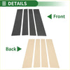 Black carbon fiber textured door pillar trim strips with beige adhesive backing for toyota tundra 2007-2013 shown from back side