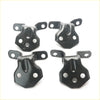 Black metal front door hinge brackets with hexagonal body and three holes for mazda b series 1986-1993