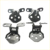 Black metal front door hinge assemblies with hexagonal base and two mounting tabs for mazda b series 1986-1993