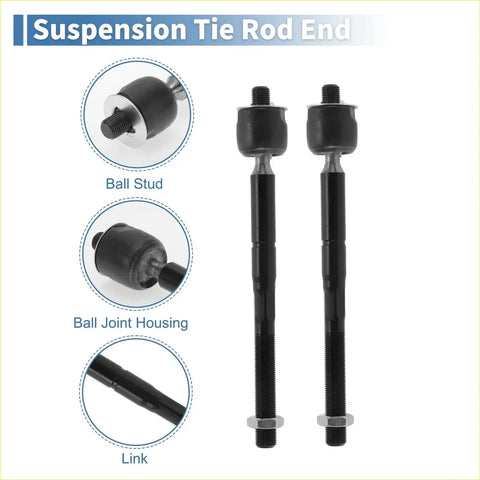 Black suspension tie rod ends with threaded metal shafts and rubber ball joints for 4 pcs front inner links toyota sienna