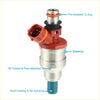 Red and silver fuel injector nozzle with pre-installed o-ring for toyota 4runner 2.4l trucks 1988-1995
