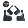 Set of four black plastic mudguards with molded brackets and model stamps for Toyota Hiace 2019-2022