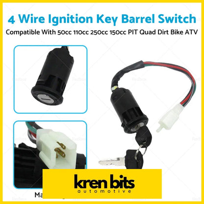 4 Wire Ignition Key Barrel Switch 50Cc 110Cc 125Cc 250Cc Pit Quad Dirt Bike Atv Motorcycle