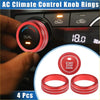 Red metallic ac climate control knob rings with textured finish and engraved dual label for toyota highlander