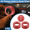 Red metallic ac climate control knob rings with textured grip and silver rim for toyota rav4 2019-2023 dashboard
