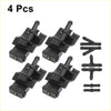 4 black plastic car front windshield washer nozzle assemblies with connectors and tubing fittings for Toyota 2010-2015