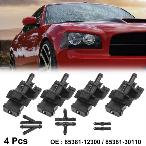 Black plastic windshield washer nozzle assemblies with connectors for toyota 2010-2015 front car use