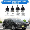 Set of four black and silver metal front upper and lower ball joints with retainers for toyota tacoma 2005 to 2021