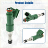 Green fuel injector nozzles with metallic stems, black tips, and orange orings for toyota hilux vigo 2005-2015