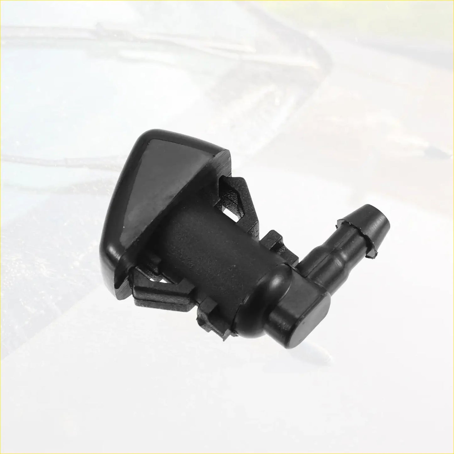 Black plastic windshield washer nozzle with curved top and threaded connection for toyota sienna 2006-2010 back view