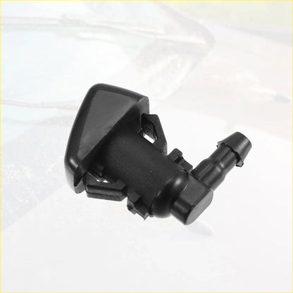 Black plastic windshield washer nozzle with curved top and threaded connection for toyota sienna 2006-2010 back view