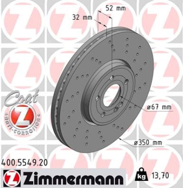 Zimmermann OE Coat Z Brake Rotor Single 350mm Front