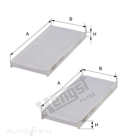 Hengst Cabin Filter Mercedes-Benz Renault Opel - E2982LI-2