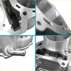 Silver metallic 434cc big bore engine cylinder head with machined surfaces and threaded bolt holes for suzuki dr-z