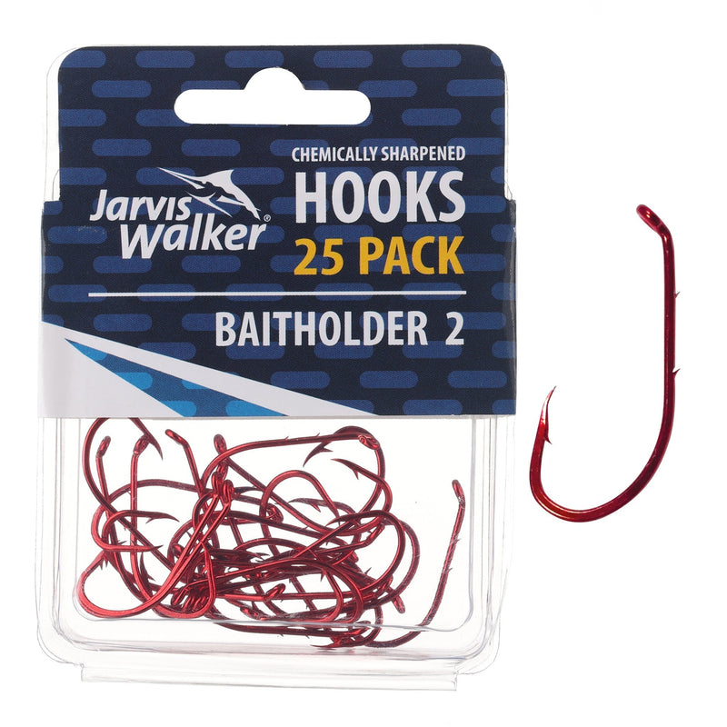 Jarvis Walker Baitholder Red Chem Hook Sz2 25Pk Sz2 44373