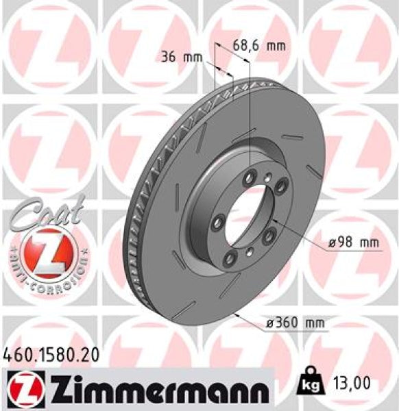 Zimmermann OE Coat Z Brake Rotor 360mm Front LH 460 1580